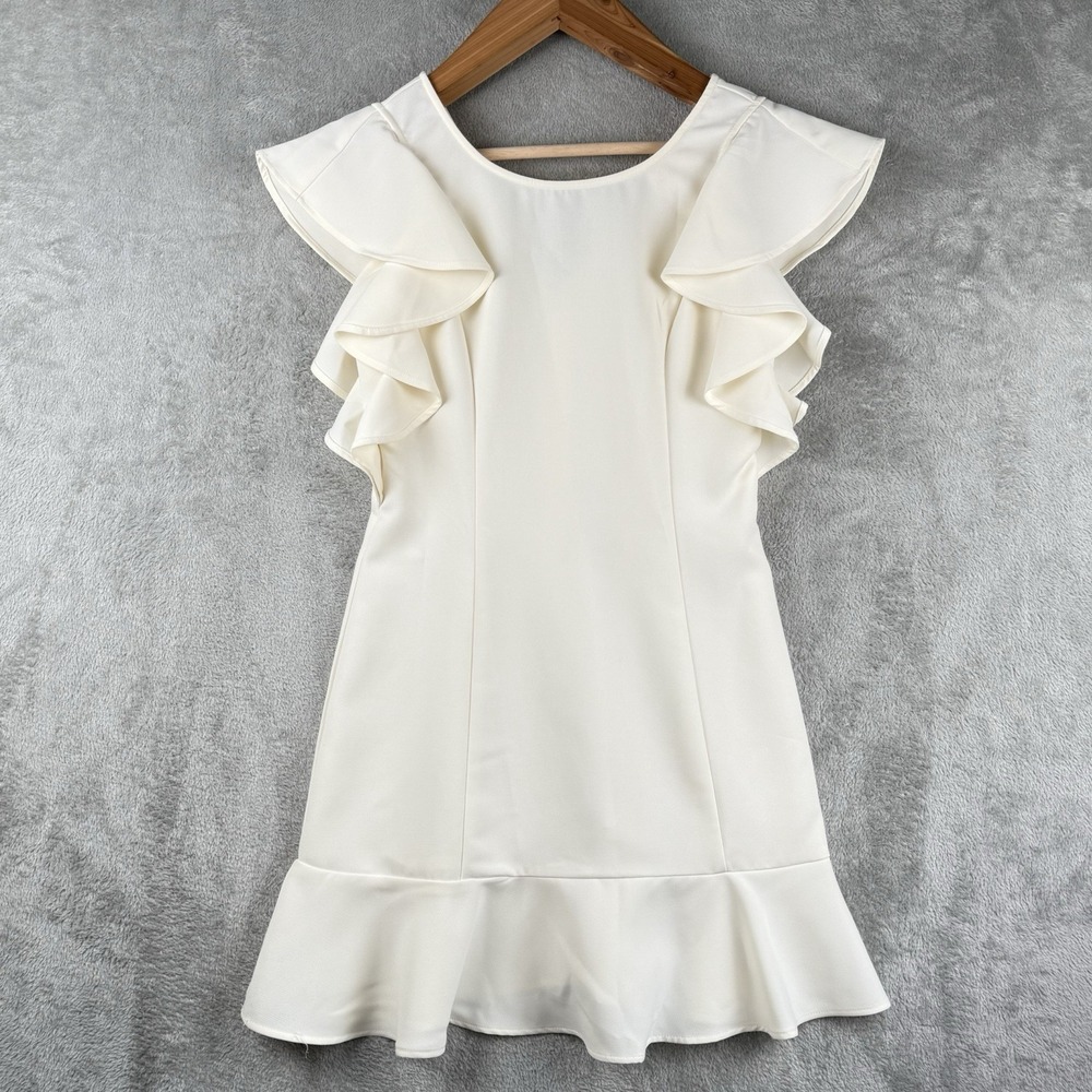 Harper Wren Lohan Dress Womens L Off White Bridal Shift Wedding Formal Party